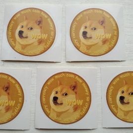 Dogecoin Sticker – 2″ Diameter – 5 Stickers